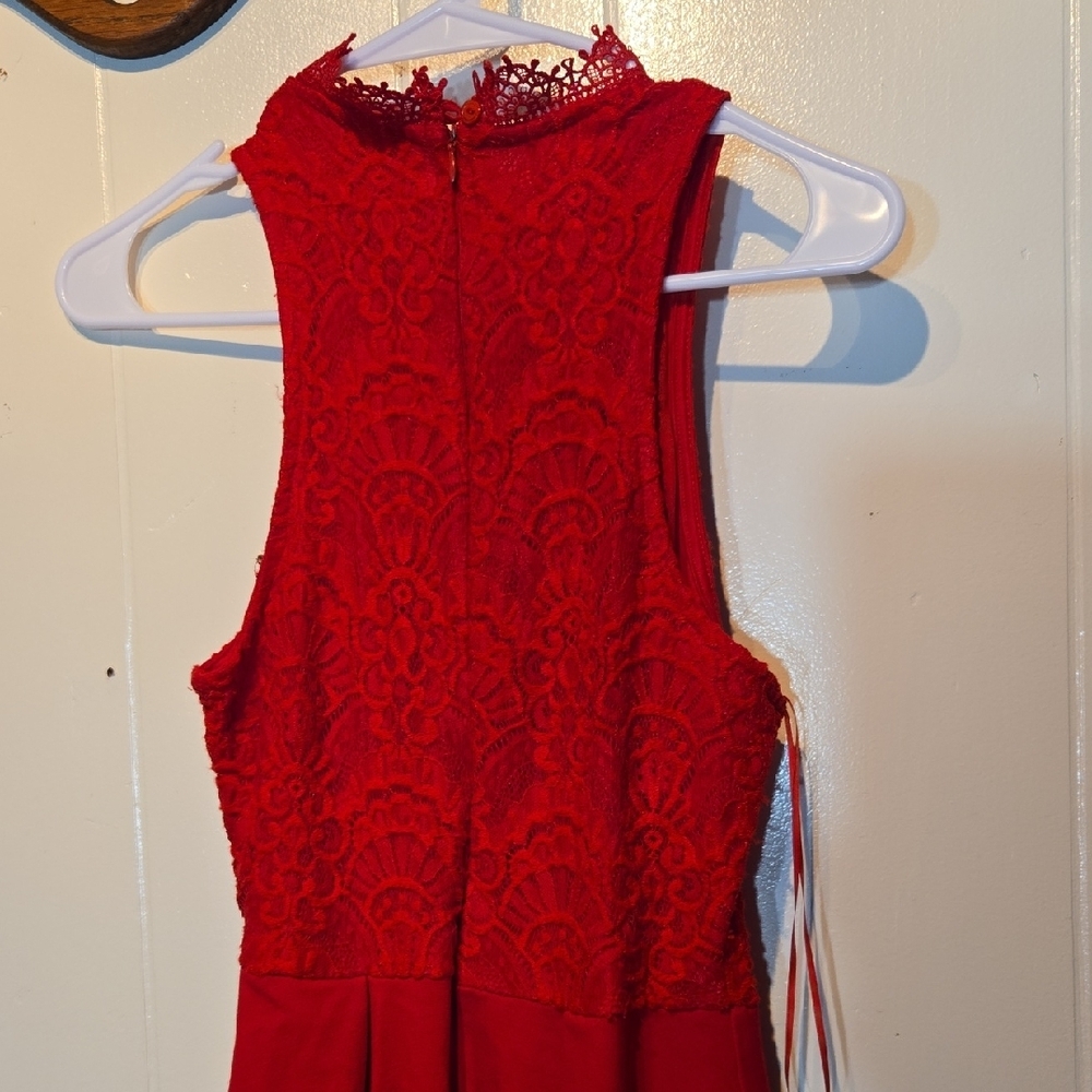 Francesca's Collections Red Lace Mini Dress